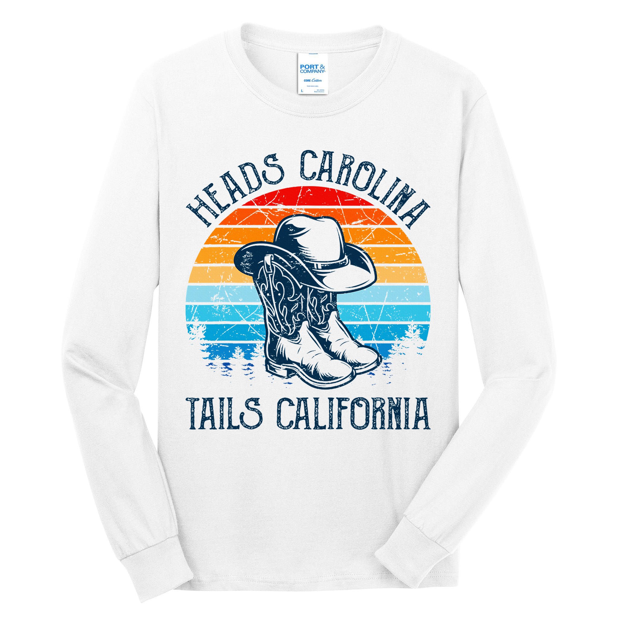 Heads Carolina Tail California Country Music Cowgirl Western Tall Long Sleeve T-Shirt