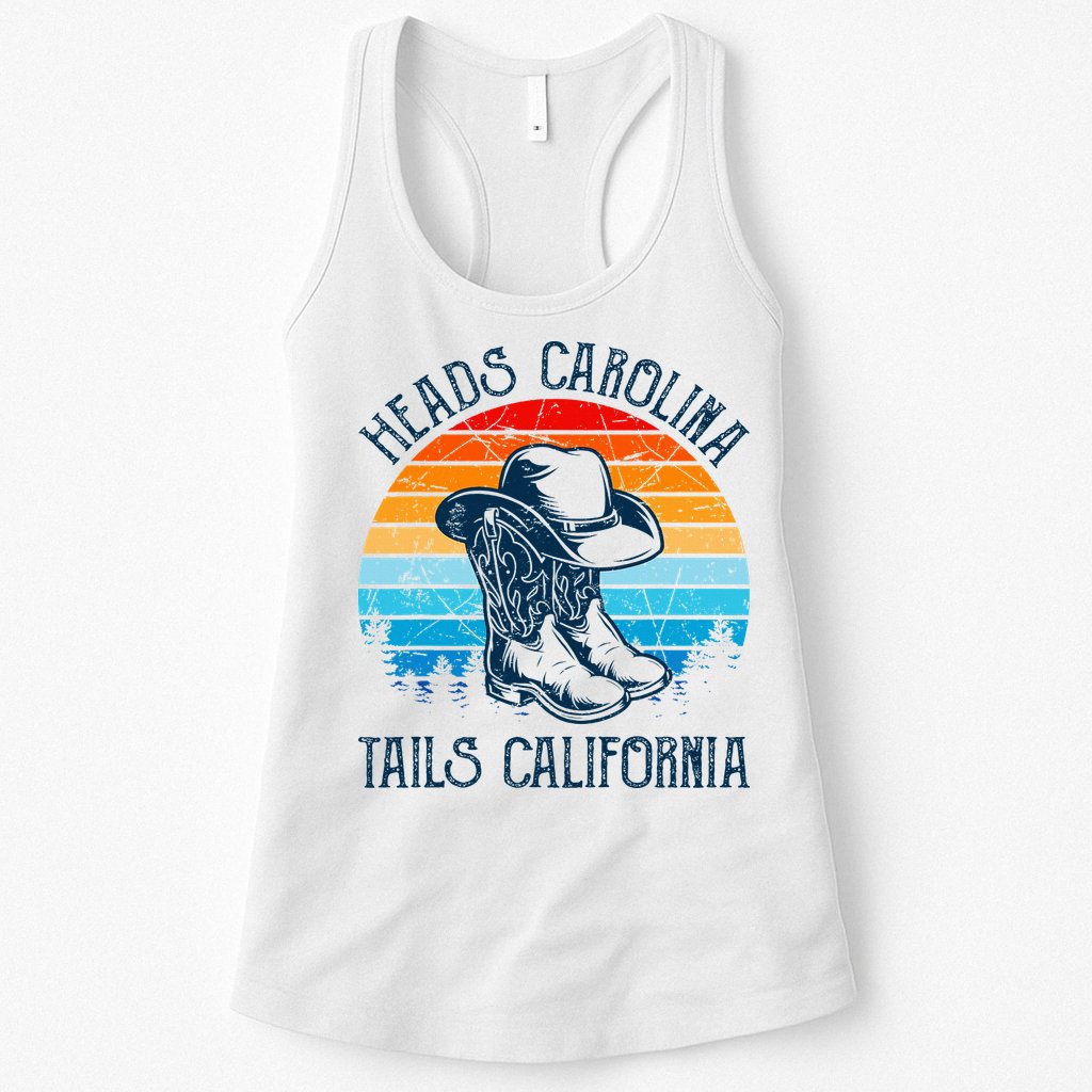 Heads Carolina Tail California Country Music Cowgirl Western Womens Tank Top