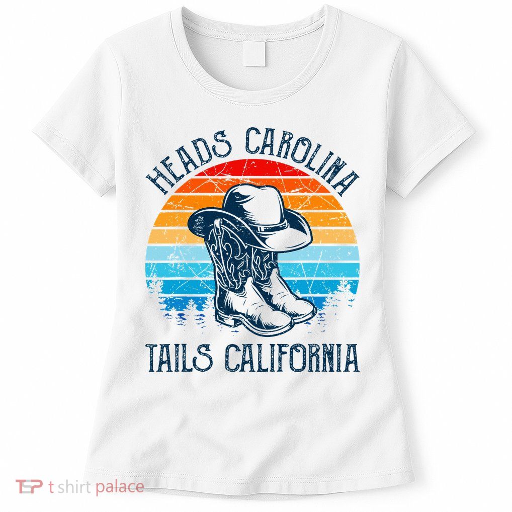 Heads Carolina Tail California Country Music Cowgirl Western Womens T-Shirt