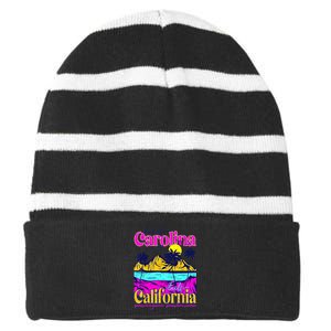 Heads Carolina Tail California Western Summer Beach Paradise Striped Beanie with Solid Band