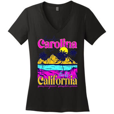 Heads Carolina Tail California Western Summer Beach Paradise Women's V-Neck T-Shirt