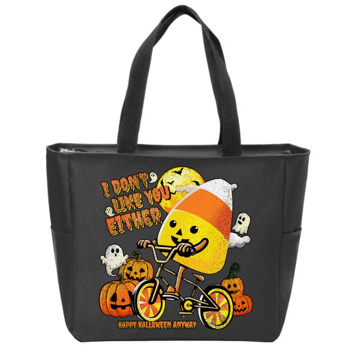 Halloween Costume Team Candy Corn I DonT Like You Either Zip Tote Bag