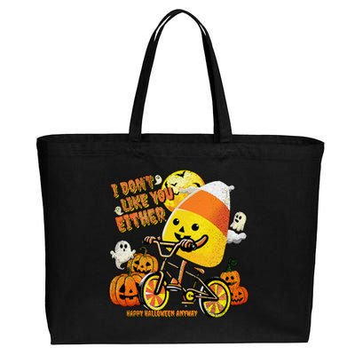 Halloween Costume Team Candy Corn I DonT Like You Either Cotton Canvas Jumbo Tote