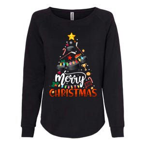 Hockey Christmas Tree Lights Pajama Matching Family Gift Womens California Wash Sweatshirt