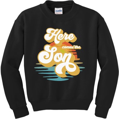 Here Comes The Son Baby Shower Family Matching Kids Sweatshirt