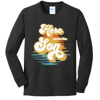 Here Comes The Son Baby Shower Family Matching Kids Long Sleeve Shirt