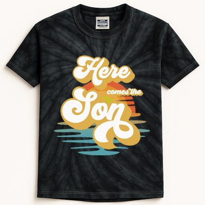 Here Comes The Son Baby Shower Family Matching Kids Tie-Dye T-Shirt