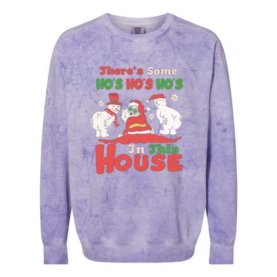 Theres Some Hos In This House Funny Santa, Funny Christmas,Christmas Gift, Christmas In July Colorblast Crewneck Sweatshirt