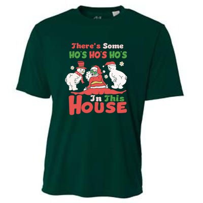 Theres Some Hos In This House Funny Santa, Funny Christmas,Christmas Gift, Christmas In July Cooling Performance Crew T-Shirt