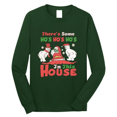 Theres Some Hos In This House Funny Santa, Funny Christmas,Christmas Gift, Christmas In July Long Sleeve Shirt