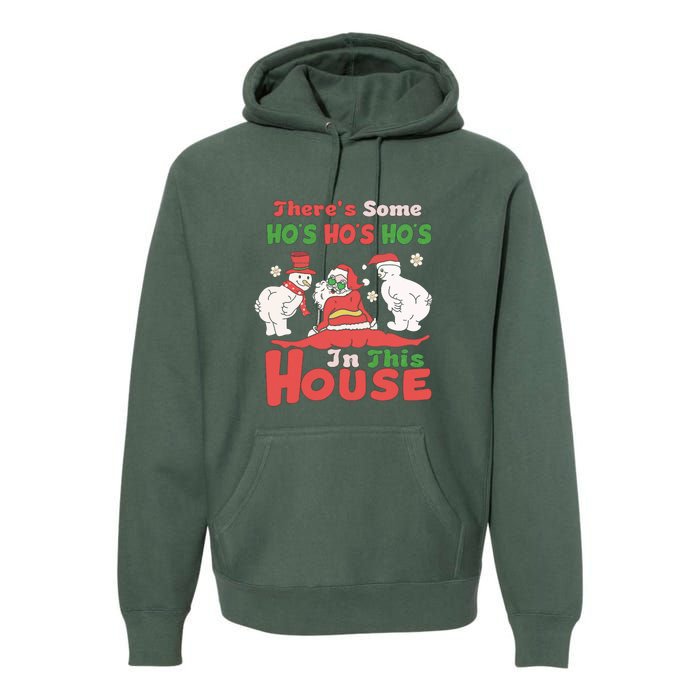 Theres Some Hos In This House Funny Santa, Funny Christmas,Christmas Gift, Christmas In July Premium Hoodie