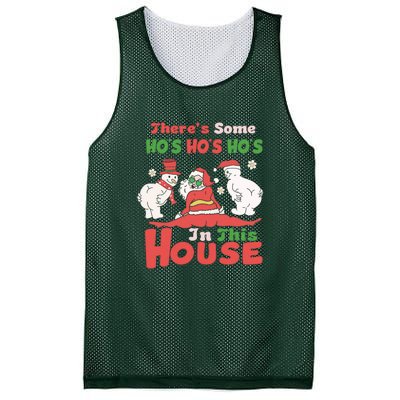 Theres Some Hos In This House Funny Santa, Funny Christmas,Christmas Gift, Christmas In July Mesh Reversible Basketball Jersey Tank