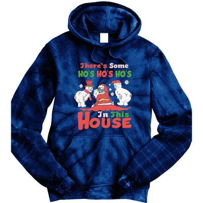 Theres Some Hos In This House Funny Santa, Funny Christmas,Christmas Gift, Christmas In July Tie Dye Hoodie