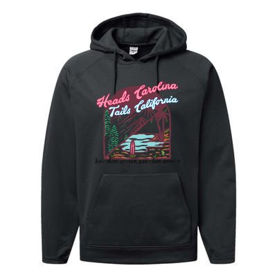 Heads Carolina Tail California Western Summer Beach Paradise Performance Fleece Hoodie