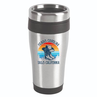 Heads Carolina Tail California Country Music Cowgirl Western 16oz Travel Tumbler