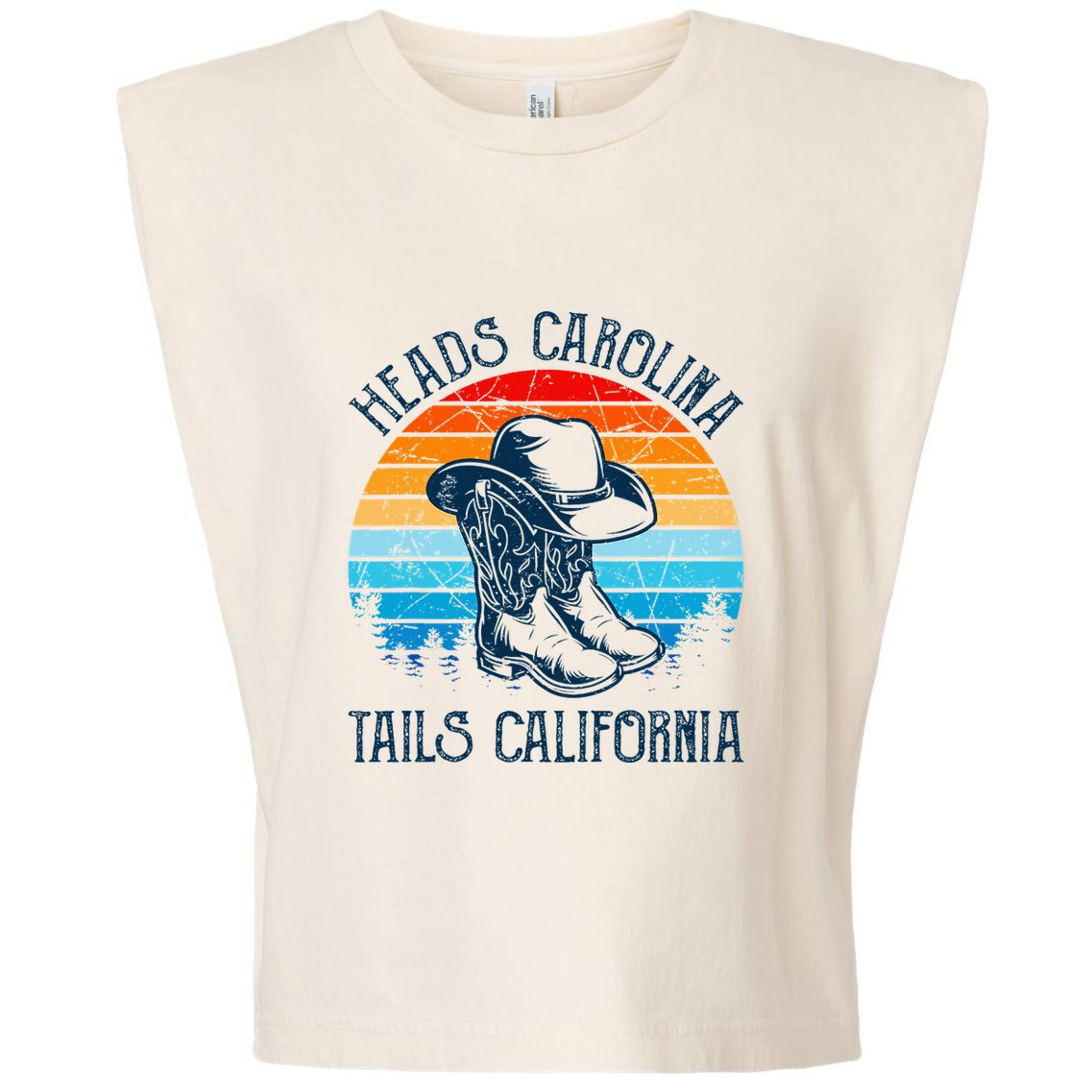 Heads Carolina Tail California Country Music Cowgirl Western Garment-Dyed Women's Muscle Tee