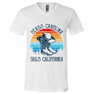 Heads Carolina Tail California Country Music Cowgirl Western V-Neck T-Shirt