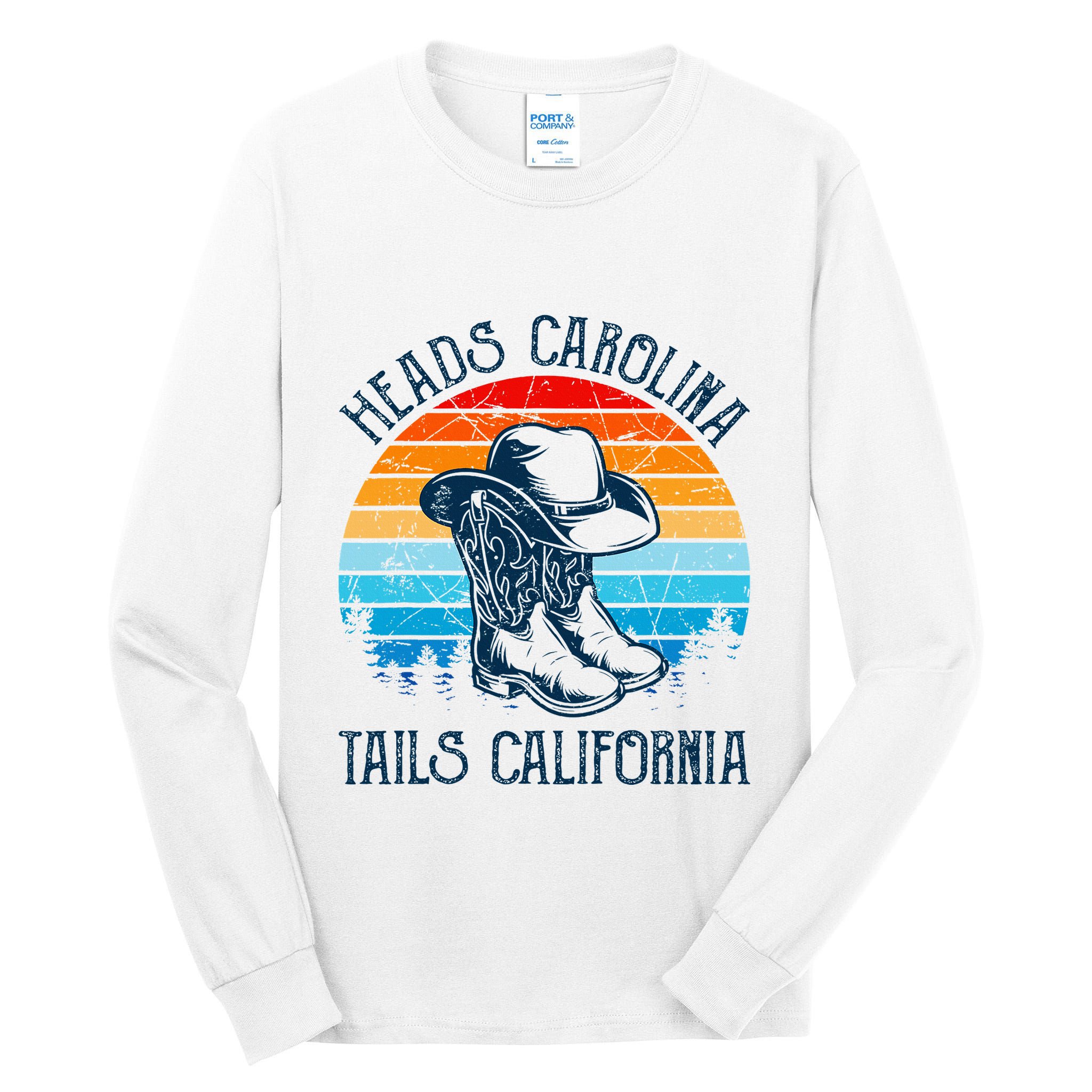 Heads Carolina Tail California Country Music Cowgirl Western Tall Long Sleeve T-Shirt