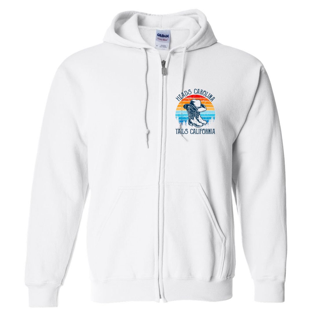 Heads Carolina Tail California Country Music Cowgirl Western Full Zip Hoodie