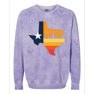 Houston City Texas Map Patriotic Texan Colorblast Crewneck Sweatshirt