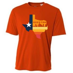 Houston City Texas Map Patriotic Texan Cooling Performance Crew T-Shirt