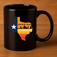 Houston City Texas Map Patriotic Texan 11oz C Handle Ceramic Mug