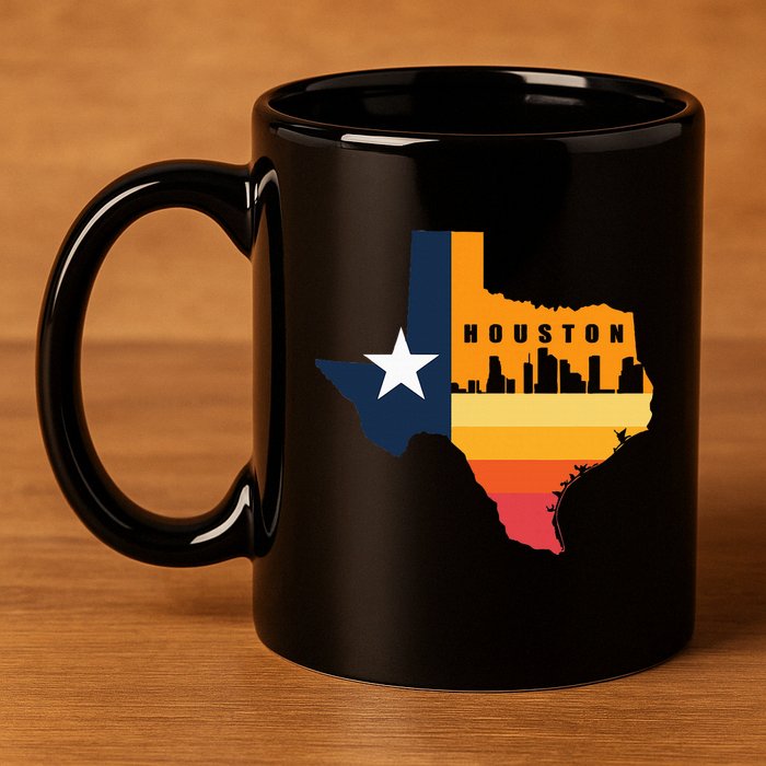Houston City Texas Map Patriotic Texan 11oz C Handle Ceramic Mug