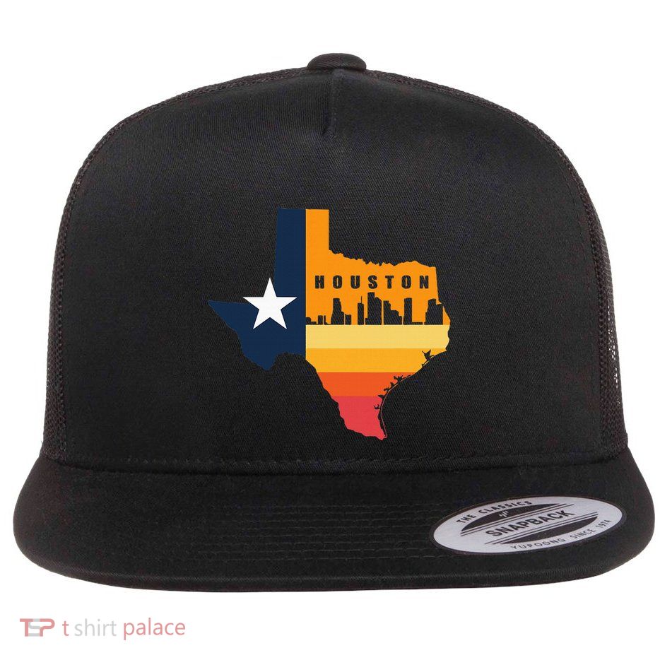 Houston City Texas Map Patriotic Texan Flatbill Hat