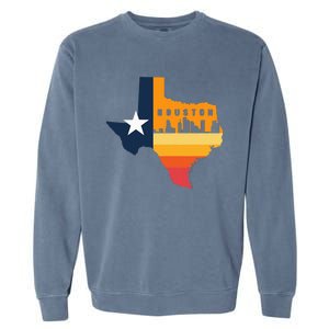 Houston City Texas Map Patriotic Texan Garment-Dyed Sweatshirt