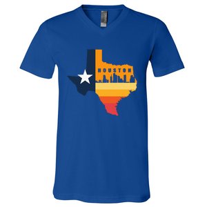 Houston City Texas Map Patriotic Texan V-Neck T-Shirt