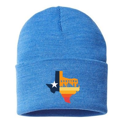 Houston City Texas Map Patriotic Texan Sustainable Knit Beanie