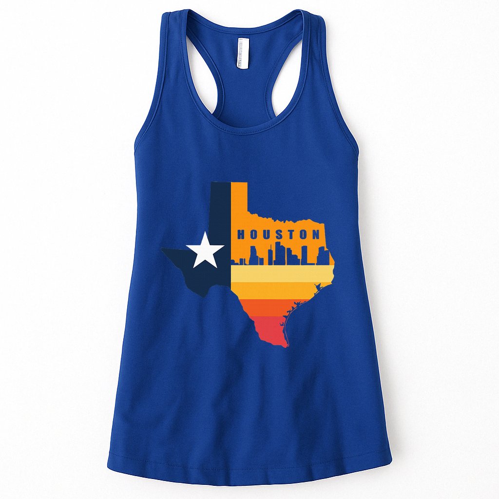 Houston City Texas Map Patriotic Texan Womens Tank Top