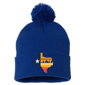 Houston City Texas Map Patriotic Texan Pom Pom 12in Knit Beanie