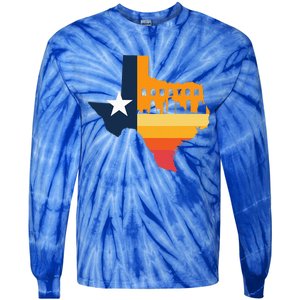 Houston City Texas Map Patriotic Texan Tie-Dye Long Sleeve Shirt