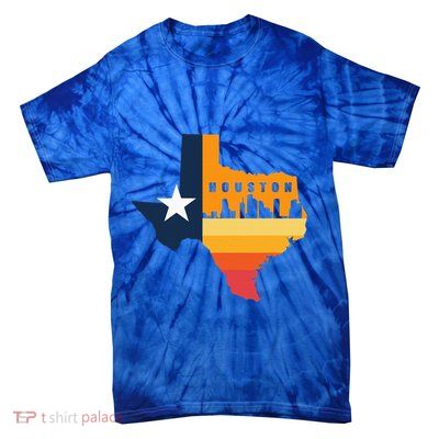 Houston City Texas Map Patriotic Texan Tie-Dye T-Shirt