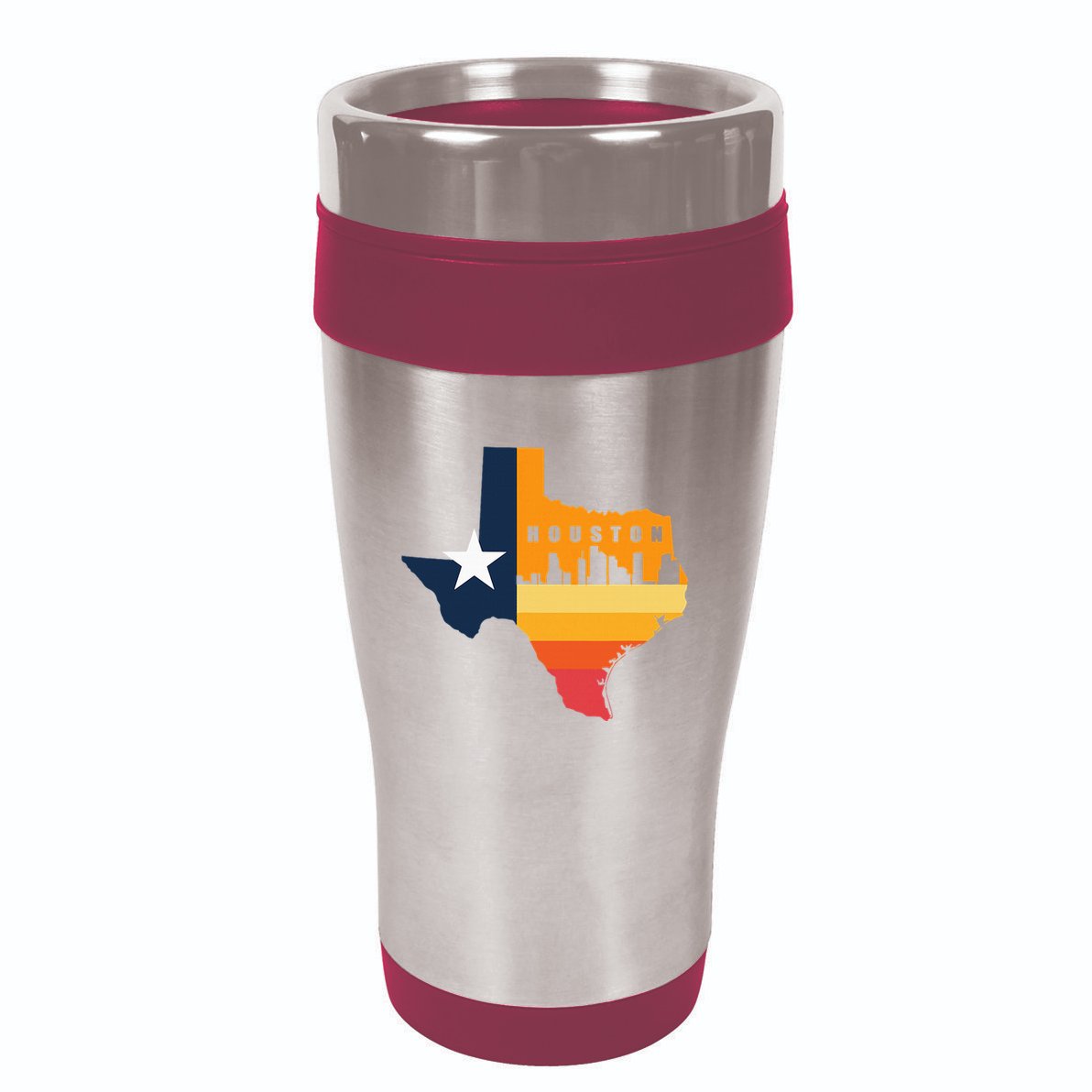 Houston City Texas Map Patriotic Texan 16oz Travel Tumbler