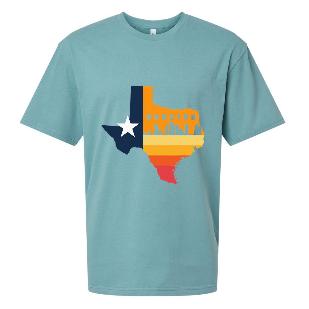 Houston City Texas Map Patriotic Texan Sueded Cloud Jersey T-Shirt
