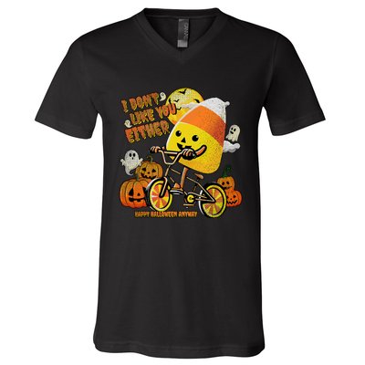 Halloween Costume Team Candy Corn I DonT Like You Either V-Neck T-Shirt