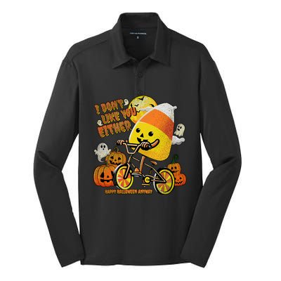 Halloween Costume Team Candy Corn I DonT Like You Either Silk Touch Performance Long Sleeve Polo