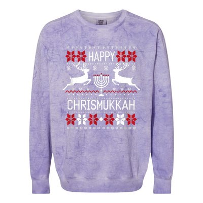 Happy Chrismukkah This Is My Christmas Hanukkah Funny Cool Colorblast Crewneck Sweatshirt