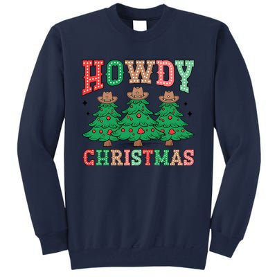 Howdy Christmas Tree Western Tumbler Merry And Bright Christmas Cowboy Tall Sweatshirt