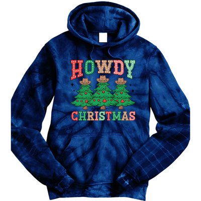 Howdy Christmas Tree Western Tumbler Merry And Bright Christmas Cowboy Tie Dye Hoodie