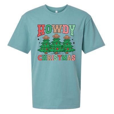 Howdy Christmas Tree Western Tumbler Merry And Bright Christmas Cowboy Sueded Cloud Jersey T-Shirt