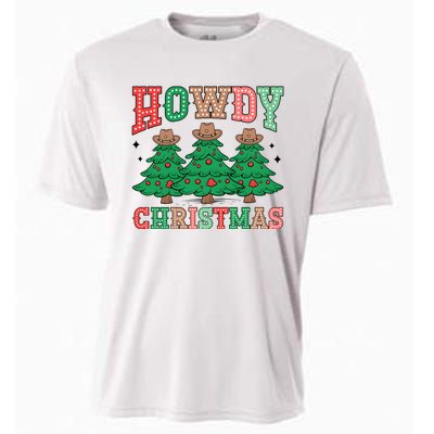 Howdy Christmas Tree Western Tumbler Merry And Bright Christmas Cowboy Cooling Performance Crew T-Shirt