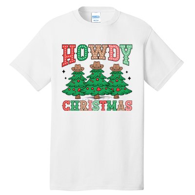 Howdy Christmas Tree Western Tumbler Merry And Bright Christmas Cowboy Tall T-Shirt