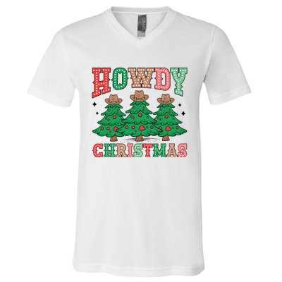 Howdy Christmas Tree Western Tumbler Merry And Bright Christmas Cowboy V-Neck T-Shirt