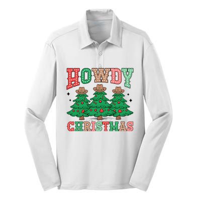 Howdy Christmas Tree Western Tumbler Merry And Bright Christmas Cowboy Silk Touch Performance Long Sleeve Polo