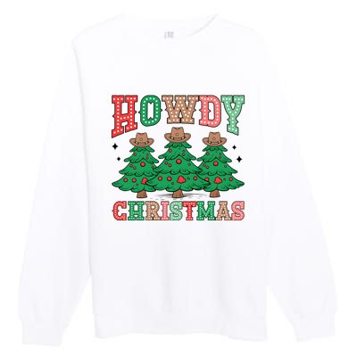 Howdy Christmas Tree Western Tumbler Merry And Bright Christmas Cowboy Premium Crewneck Sweatshirt