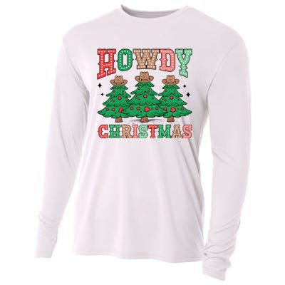 Howdy Christmas Tree Western Tumbler Merry And Bright Christmas Cowboy Cooling Performance Long Sleeve Crew