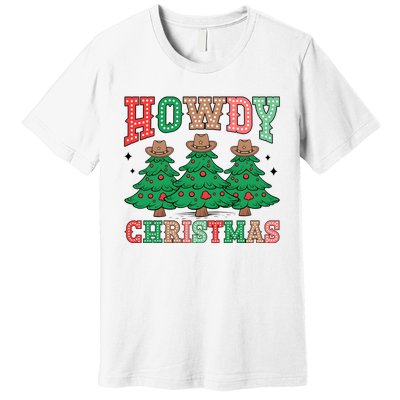 Howdy Christmas Tree Western Tumbler Merry And Bright Christmas Cowboy Premium T-Shirt